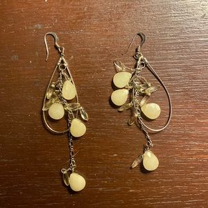 Bohemian stone and resin crystal chandelier earrings